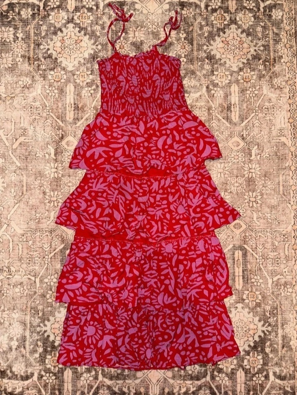 Chelsea & Violet Girls Floral Dress Red & Purple Size 10/13